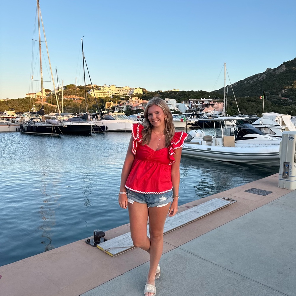 Red Ruffle Sleeve Top - Picture 4 of 4